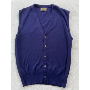 60s 70s Sears Mens Large Cardigan Vest Purple Vintage Orlon Acrylic USA